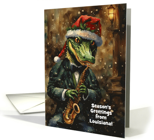 Louisiana Christmas Holiday Cute Alligator Playing a... (1863136)