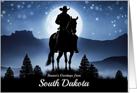 South Dakota Christmas Seasons Greetings Holiday Cowboy Horse card