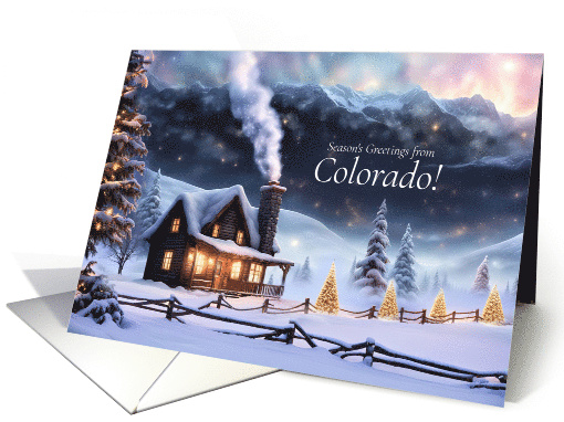 Colorado Seasons Greetings Cabin in the Snow with... (1863280)
