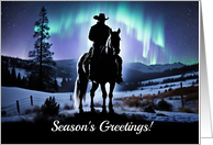 Country Western Cowboy and Horse Christmas Season’s Greetings Snow card