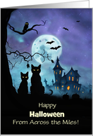 Across the Miles Happy Halloween with Cute Black Cats House Custom card