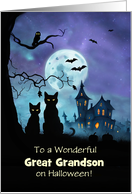 Great Grandson Super Cute Haunted House Black Cats Owl Custom card