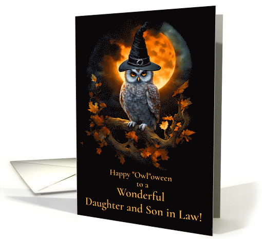 Daughter and Son in Law Husband Happy Halloween Humorous Owl card
