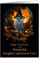 Daughter and Son in Law Husband Happy Halloween Humorous Owl card
