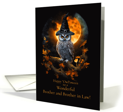 Brother and Brother in Law Husband Happy Halloween Cute Owl Moon card