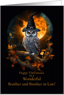 Brother and Brother in Law Husband Happy Halloween Cute Owl Moon card