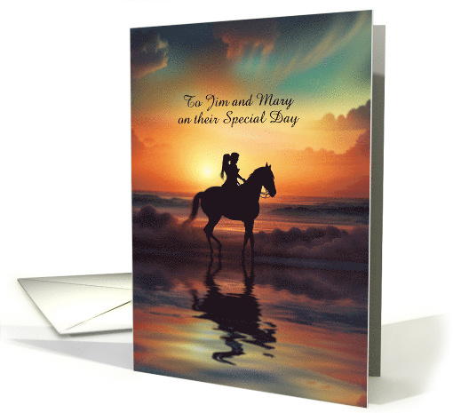 Wedding Anniversary Custom Names Romantic Horseback Couple Custom card