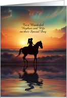Nephew and Wife Happy Wedding Anniversary Romantic Horseback Custom card