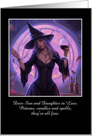 Son and Daughter in Law Happy Halloween Funny Wine and Witch Custom card