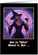 Halloween Missing You with Pretty Witch and Wine Custom Cover Text card