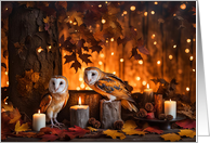 Owls and Candles Blank Any Occasion Mystical Nature Fantasy card