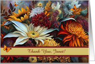 Thank You with Custom Name Pretty Flowers and Butterflies Any Name card