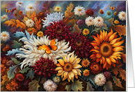 Birthday with Pretty Fall Autumn Flower Garden Butterflies Seasonal card