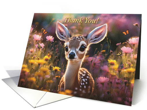 Thank You Cute Deer Butterflies and Flowers You are Such a Dear card