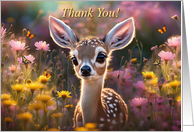 Thank You Cute Deer Butterflies and Flowers You are Such a Dear card