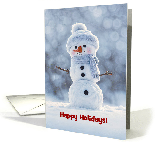 Christmas Happy Holidays with Cute Snowman Custom Cover Text card