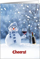 Christmas Happy Holidays Wine and Snowman Cute Humor Custom Text card