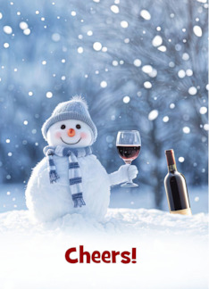 Christmas Happy Holidays Wine and Snowman Cute Humor Custom Text