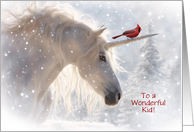 Christmas Unicorn and Cardinal Bird Fantasy Pretty for Kids Customize card