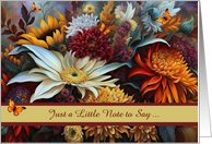 Thinking of You Custom Cover Text Pretty Flower Bouquet Butterflies card