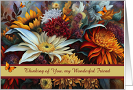 Thinking of You My Friend Custom Cover with Pretty Flowers Butterflies card
