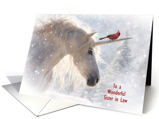 Sister in Law Unicorn in the Snow Fantasy with Cardinal... (1874732)