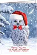 Daughter and Family Happy Holidays Cute Owl Fun Inside Custom card