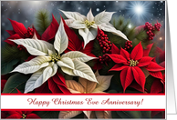 Christmas Eve Wedding Anniversary Poinsettias Custom Cover Text card