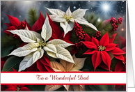 Dad Father Happy Holidays Christmas Poinsettas Custom Text card