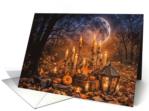 Samhain Candles and Lantern Moon Outdoors Mystical card (1876148)