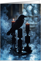 Samhain Raven and Candles Gothic with Smoky Background Mystical card