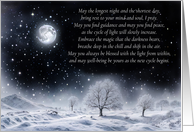 Winter Solstice Blessing with Night Sky Snow Trees and Original Poem card