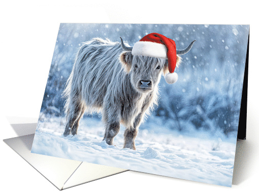 Highland Calf in the Snow Happy Holidays Cute Christmas card (1876336)
