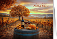 Aunt and Uncle Wine Themed Happy Thanksgiving Day Humorous card
