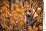 Autumn Fall Equinox with Red Fox and Seasonal Foliage Leaves card