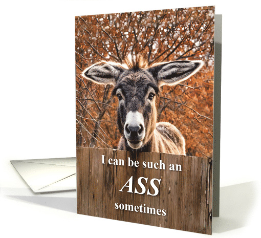 Apology I am Sorry Can you Forgive Me Cute Donkey Ass and Fence card