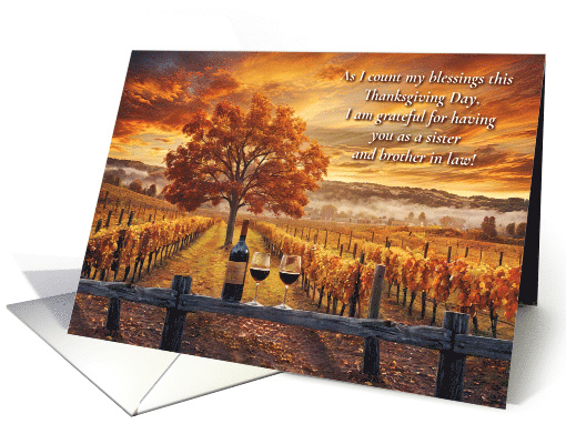 Sister and Brother in Law Husband Funny Happy Thanksgiving Wine card