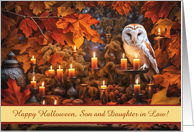 Son and Daughter in Law Wife Cute Happy Halloween With Owl Custom card