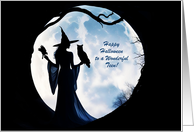 Teen Teenager Happy Halloween Witch Moon Owl Raven Custom card
