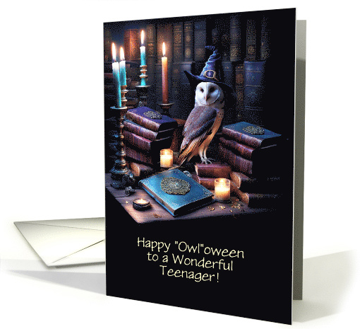 Teen Teenager Happy Halloween Owl Wizard Warlock Library... (1877392)
