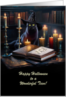 Teen Teenager Happy Halloween Black Cat Witch Hat Magical Custom card