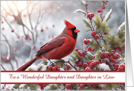 Daughter and Wife Daughter in Law Pretty Red Cardinal Christmas Custom card