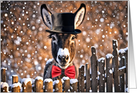 Donkey Seasons Greetings Christmas Holiday with Top Hat Bowtie card