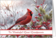 Great Grandparents Pretty Christmas with Cardinal in the Snow card