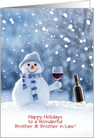 Brother and Husband Brother in Law Cute Happy Holidays Snowman Custom card