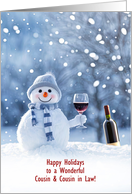 Cousin and Cousin in Law Happy Holidays Christmas Cute Snowman Custom card