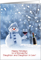 Daughter and Wife Daughter in Law Cute Wine and Snowman Custom card