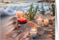 Beach and Starfish with Candles Ocean Sea Coastal Blank Any Occasion card