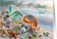 Thank You Beach with Sea Glass and Seashells Starfish Blank Note card