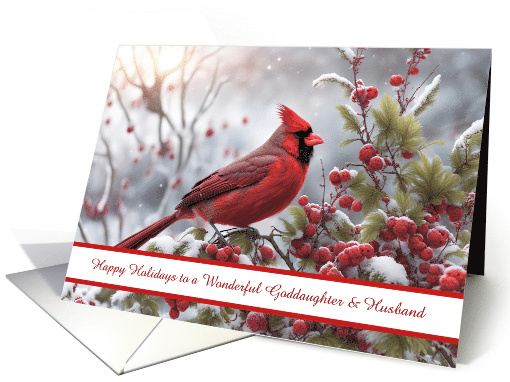 Goddaughter and Husband Christmas Cardinal in the Snow Custom card